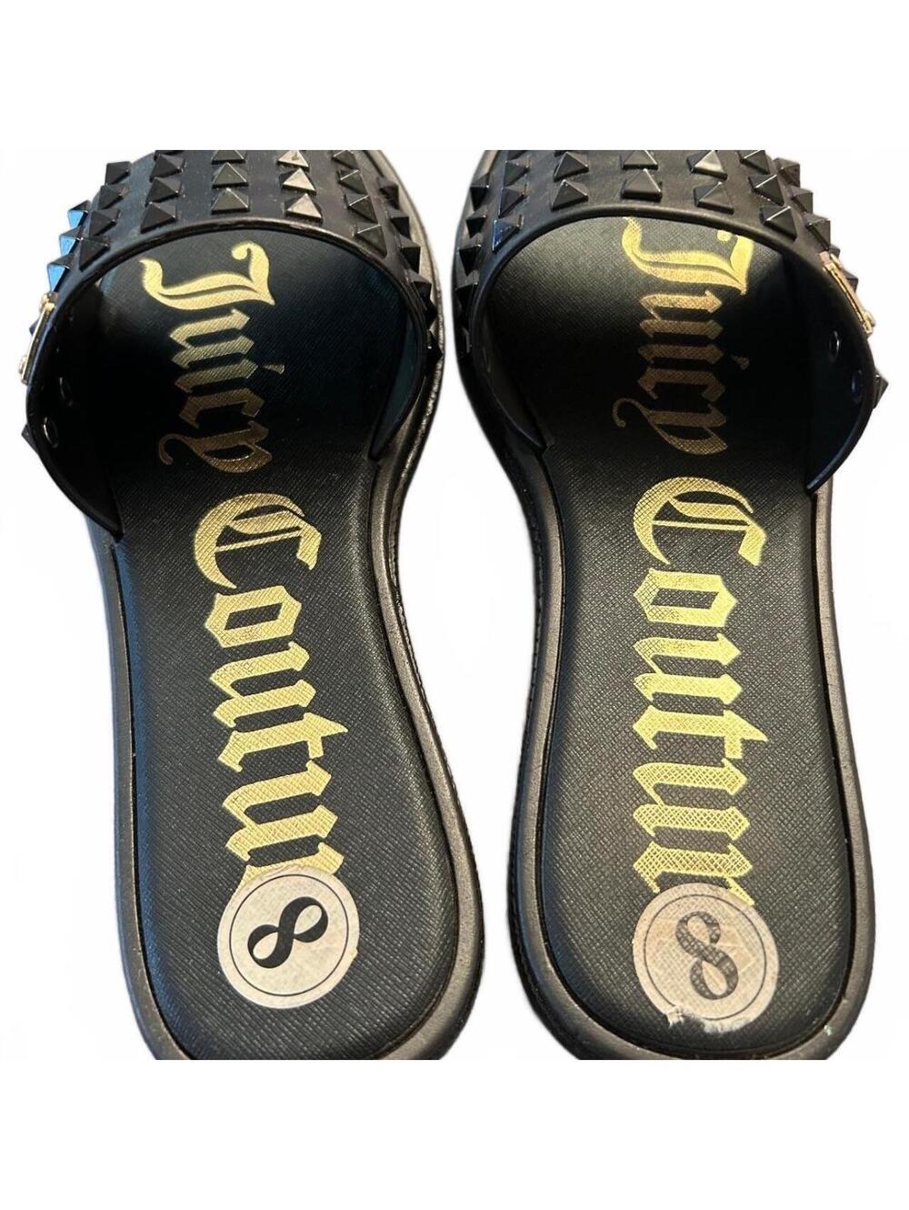 Juicy Couture Black Studded Slide Sandals Size 8